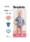 Simplicity Sewing Pattern S9796 BABIES' SWIMSUITS WITH RASH GUARD AND HEADBAND IN ONE SIZE-1