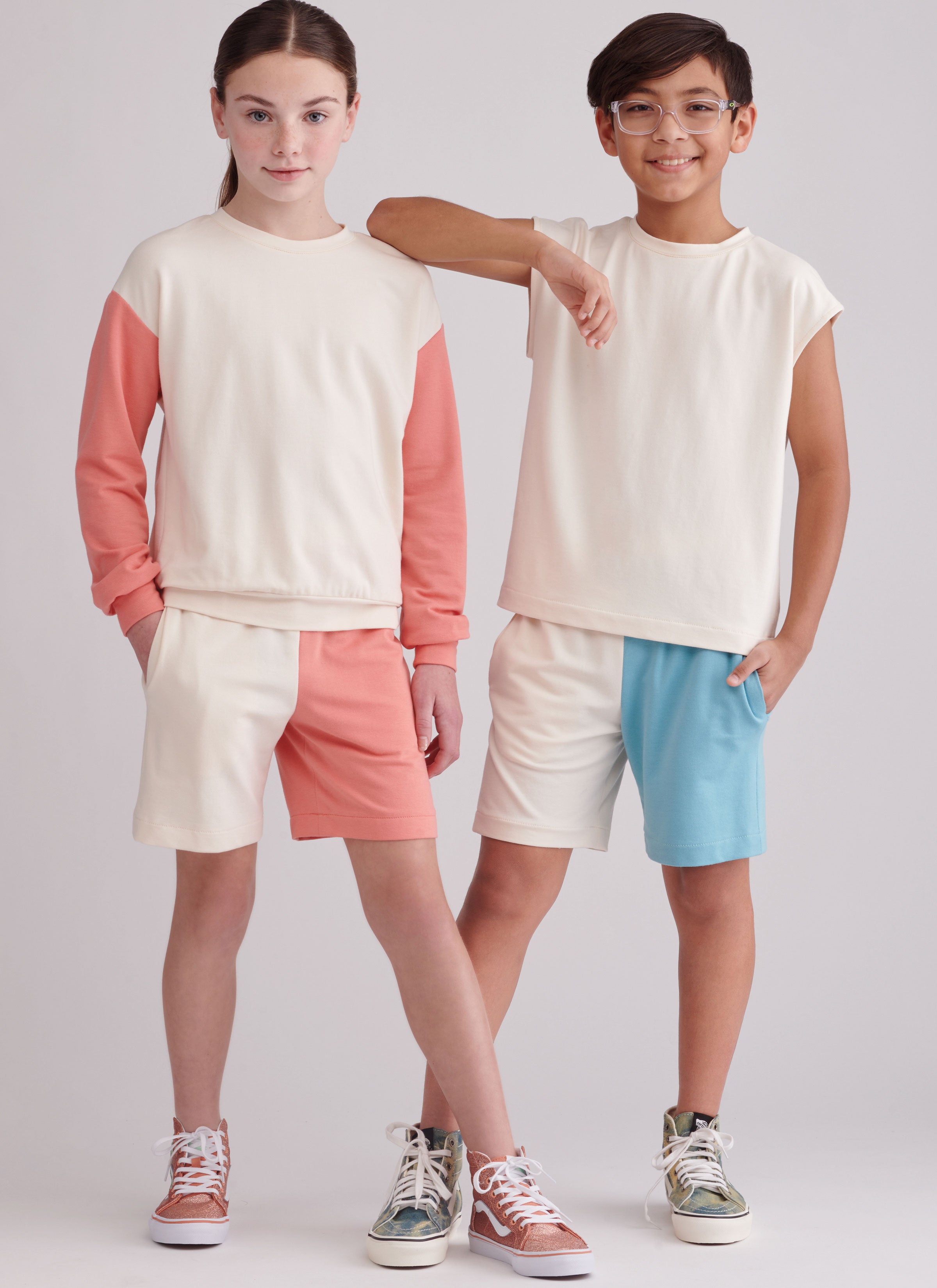 Simplicity Sewing Pattern S9801 GIRLS' AND BOYS' SWEATSHIRTS AND SHORTS