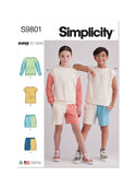 Simplicity Sewing Pattern S9801 GIRLS' AND BOYS' SWEATSHIRTS AND SHORTS