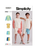 Simplicity Sewing Pattern S9801 GIRLS' AND BOYS' SWEATSHIRTS AND SHORTS-1