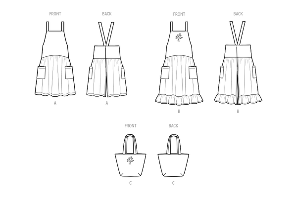 Simplicity Sewing Pattern S9805 MISSES' PINAFORE APRONS AND TOTE IN ONE SIZE