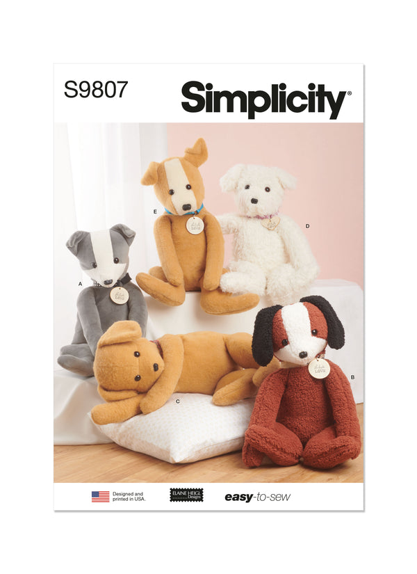 Simplicity Sewing Pattern S9807 POSEABLE PLUSH ANIMALS