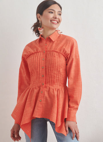 Simplicity Sewing Pattern S9821 MISSES' BLOUSE WITH COLLAR, SLEEVE AND HEMLINE VARIATIONS - 0