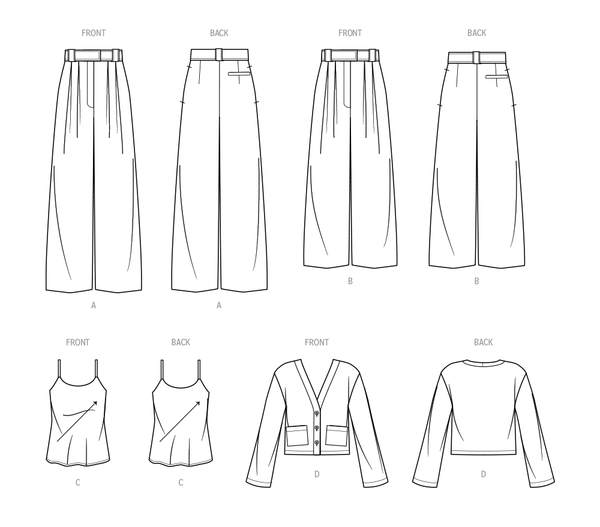 Simplicity Sewing Pattern S9827 WOMEN'S PANTS IN TWO LENGTHS, CAMISOLE AND CARDIGAN