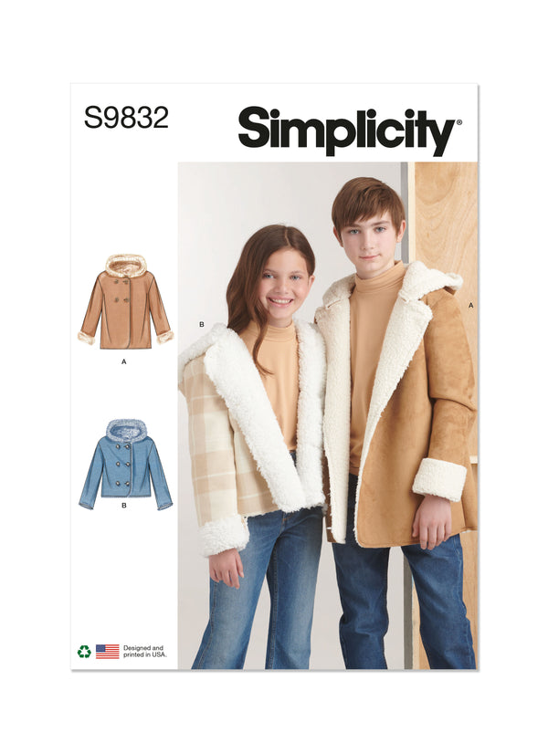 Simplicity Sewing Pattern S9832 GIRLS' AND BOYS' JACKET IN TWO LENGTHS