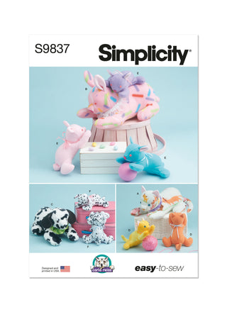 Simplicity Sewing Pattern S9837 PLUSH ANIMALS