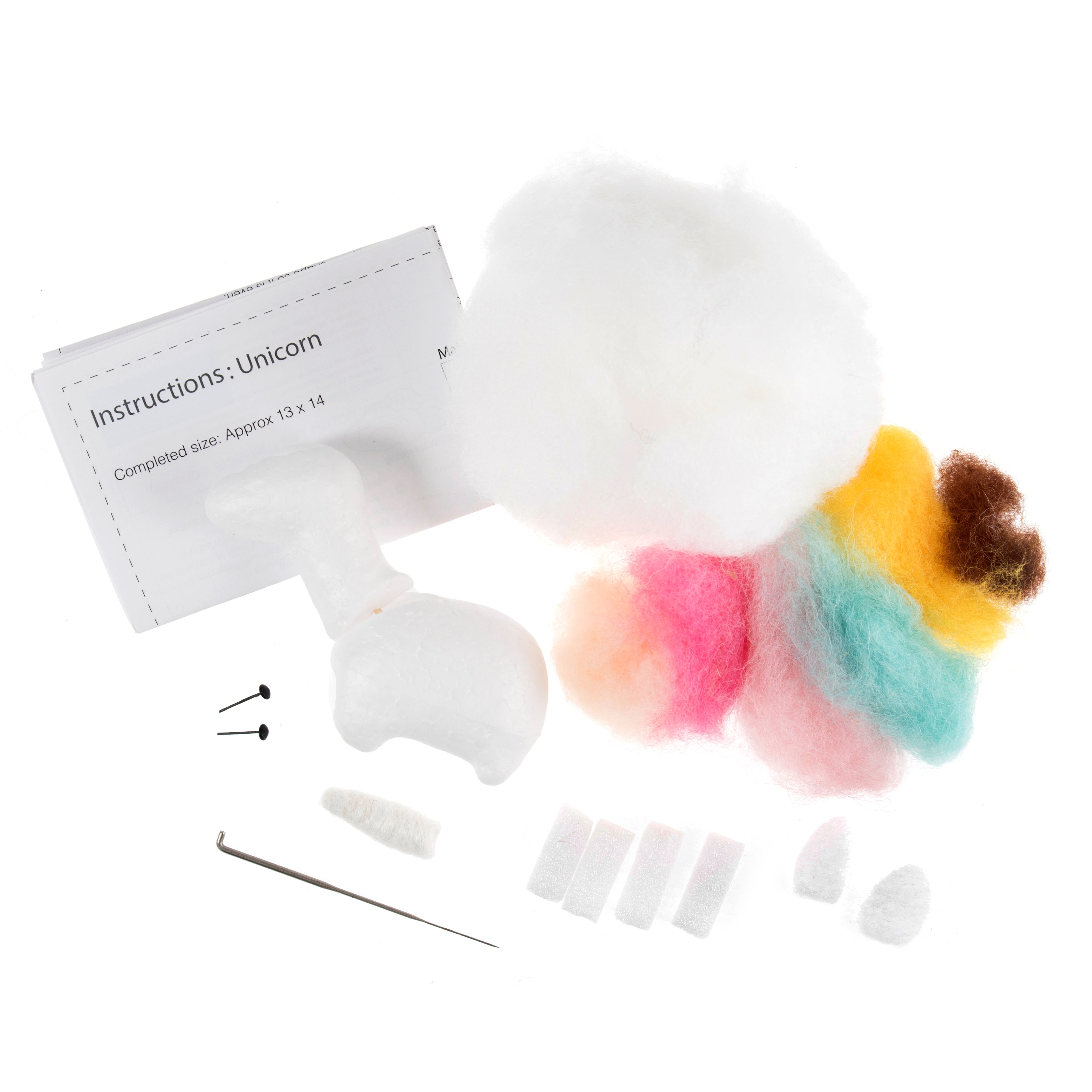 Trimits Needle Felting Kit Ð Unicorn, 9x11.5cm, Includes Wool, Needle, Polystyrene Shapes, Instructions