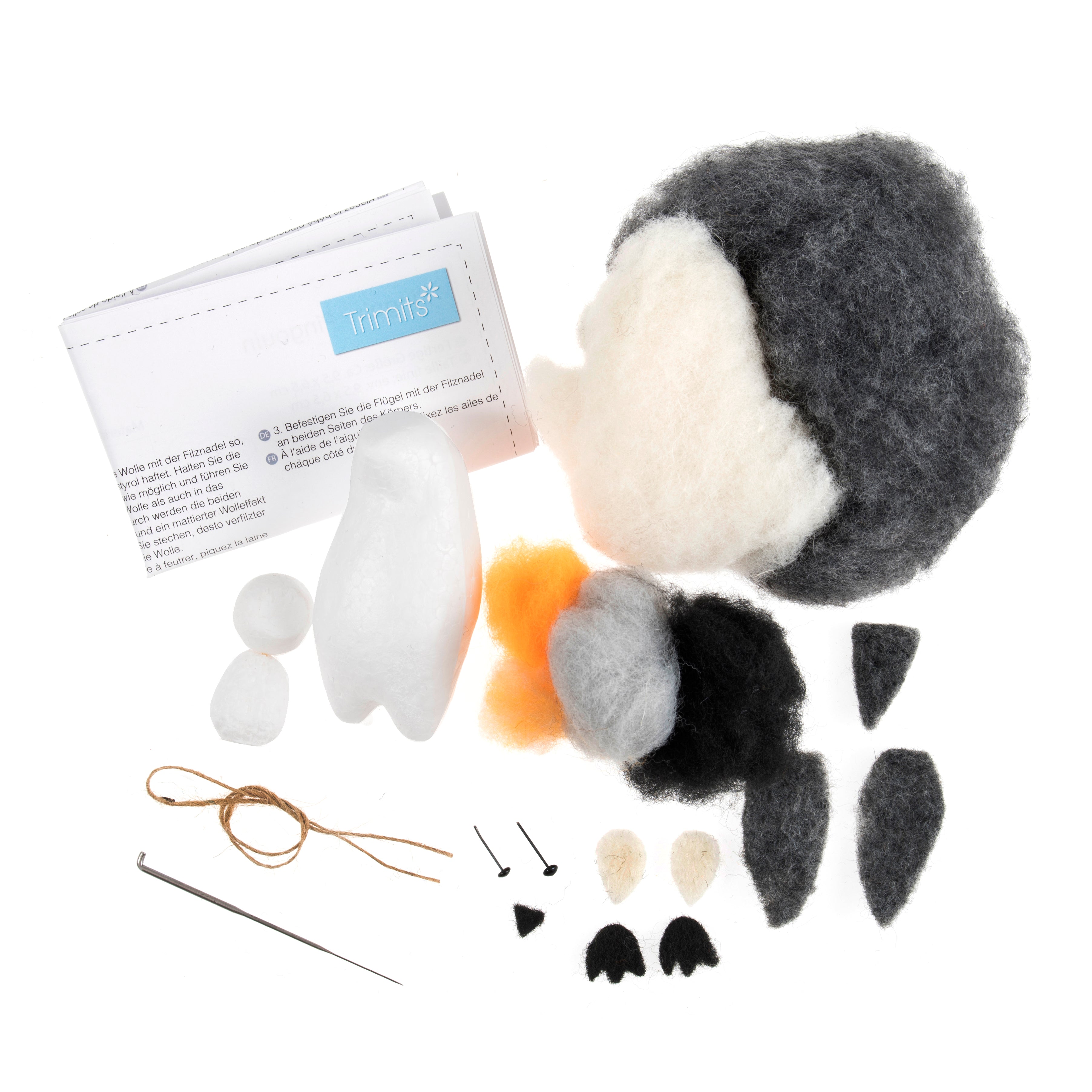 Trimits Needle Felting Kit Ð Christmas Pengulns, 4.5x11.5cm, Includes Wool, Felting Needle, Polystyrene Shapes, and Instructions - 0