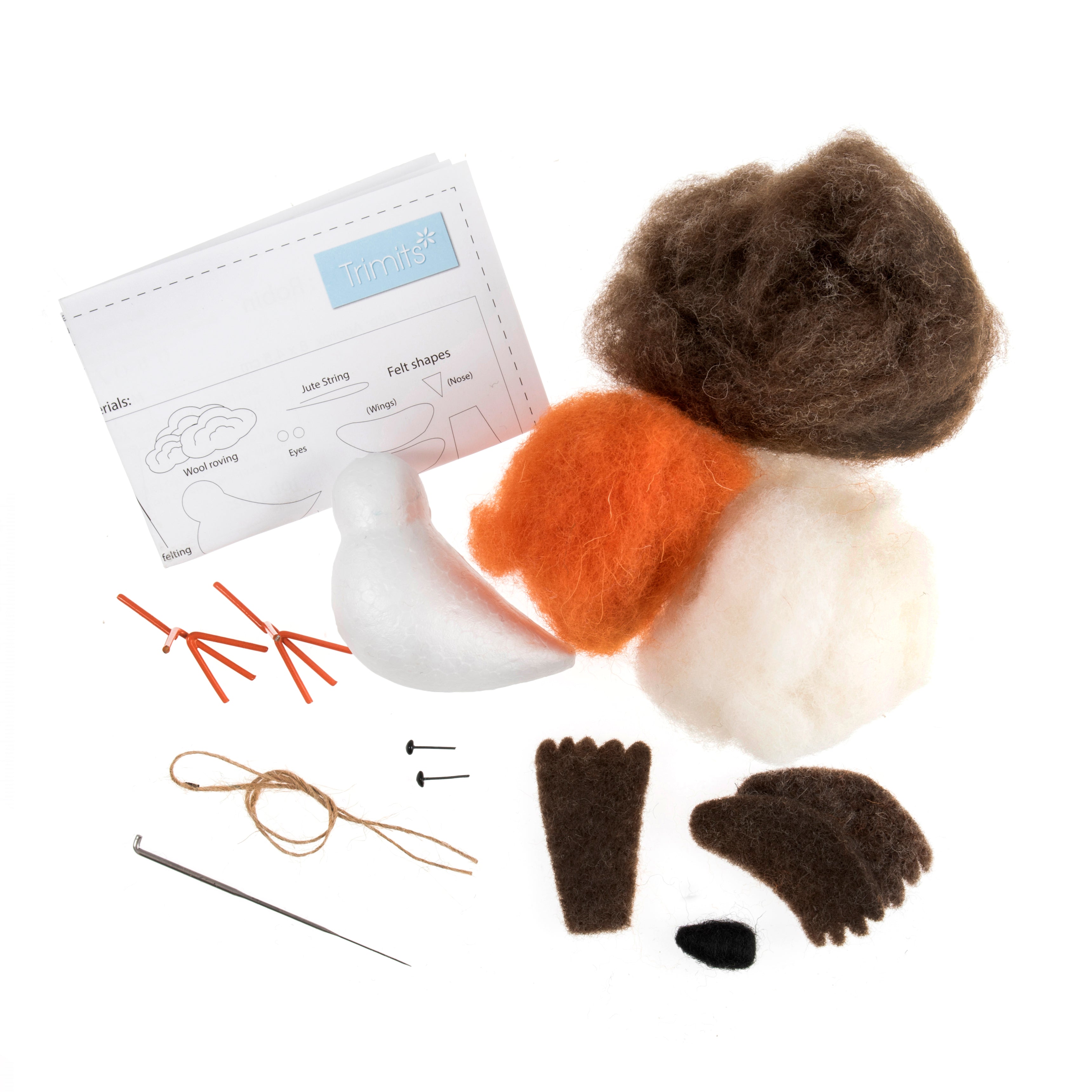 Trimits Needle Felting Kit Ð Christmas Robin, 4.5x11.5cm, Includes Wool, Felting Needle, Polystyrene Shapes, and Instructions - 0