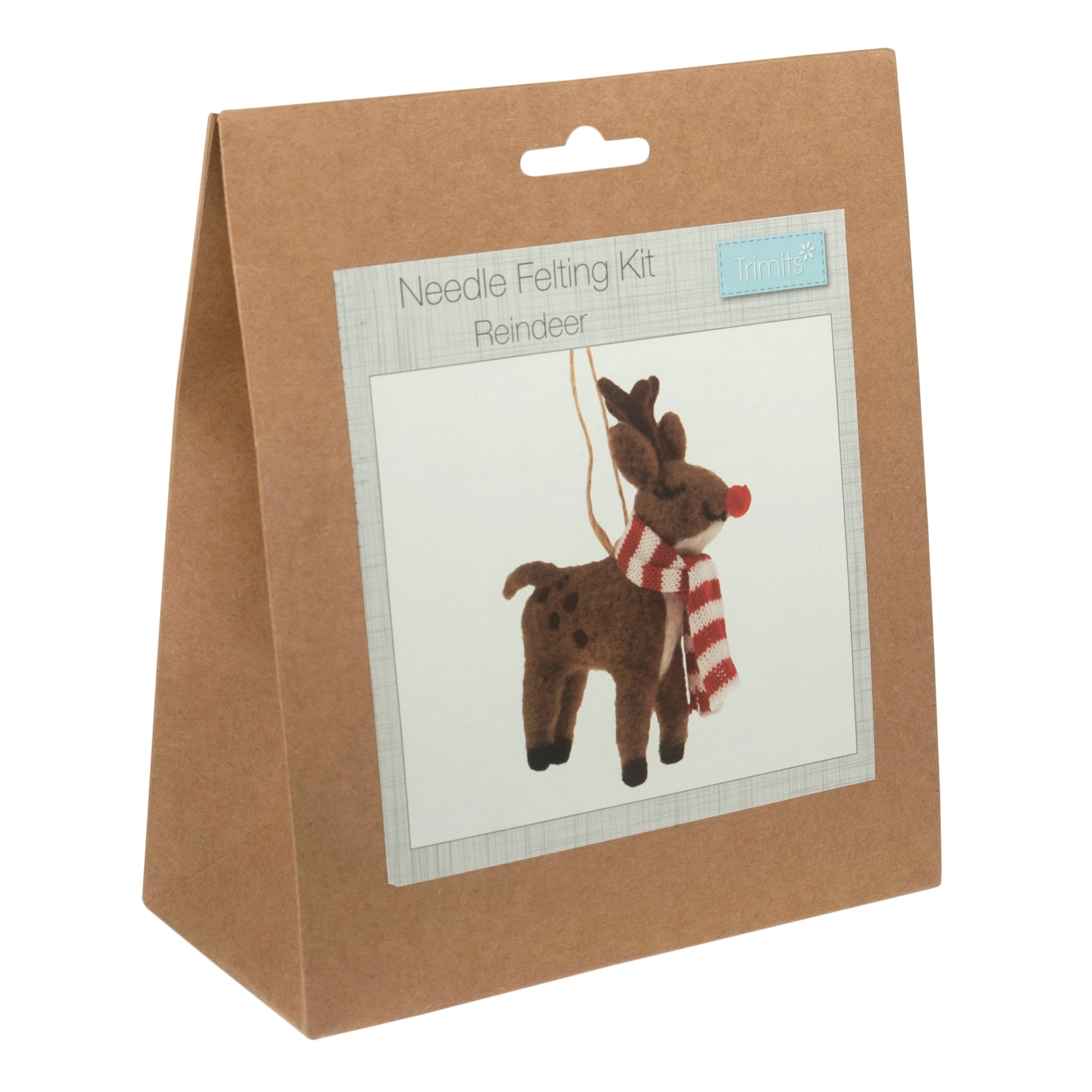 Trimits Needle Felting Kit Ð Christmas Reindeer & Scraf, 4.5x11.5cm, Includes Wool, Felting Needle, Polystyrene Shapes, and Instructions - 0