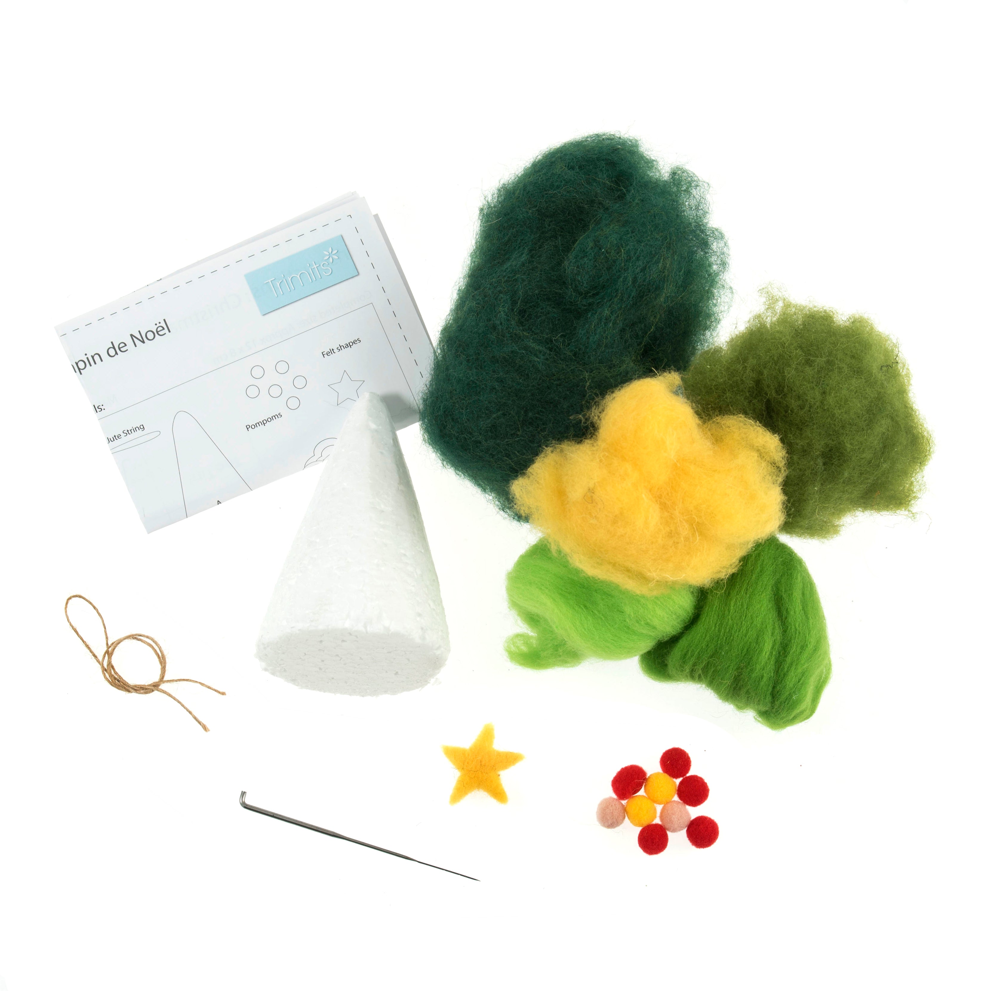 Trimits Needle Felting Kit Ð Christmas Tree, 4.5x11.5cm, Includes Wool, Felting Needle, Polystyrene Shapes, and Instructions - 0