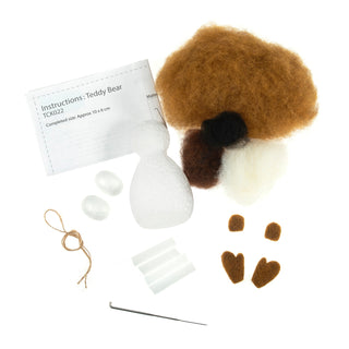 Trimits Needle Felting Kit Ð Teddy Bear, 9x11.5cm, Includes Wool, Needle, Polystyrene Shapes, Instructions