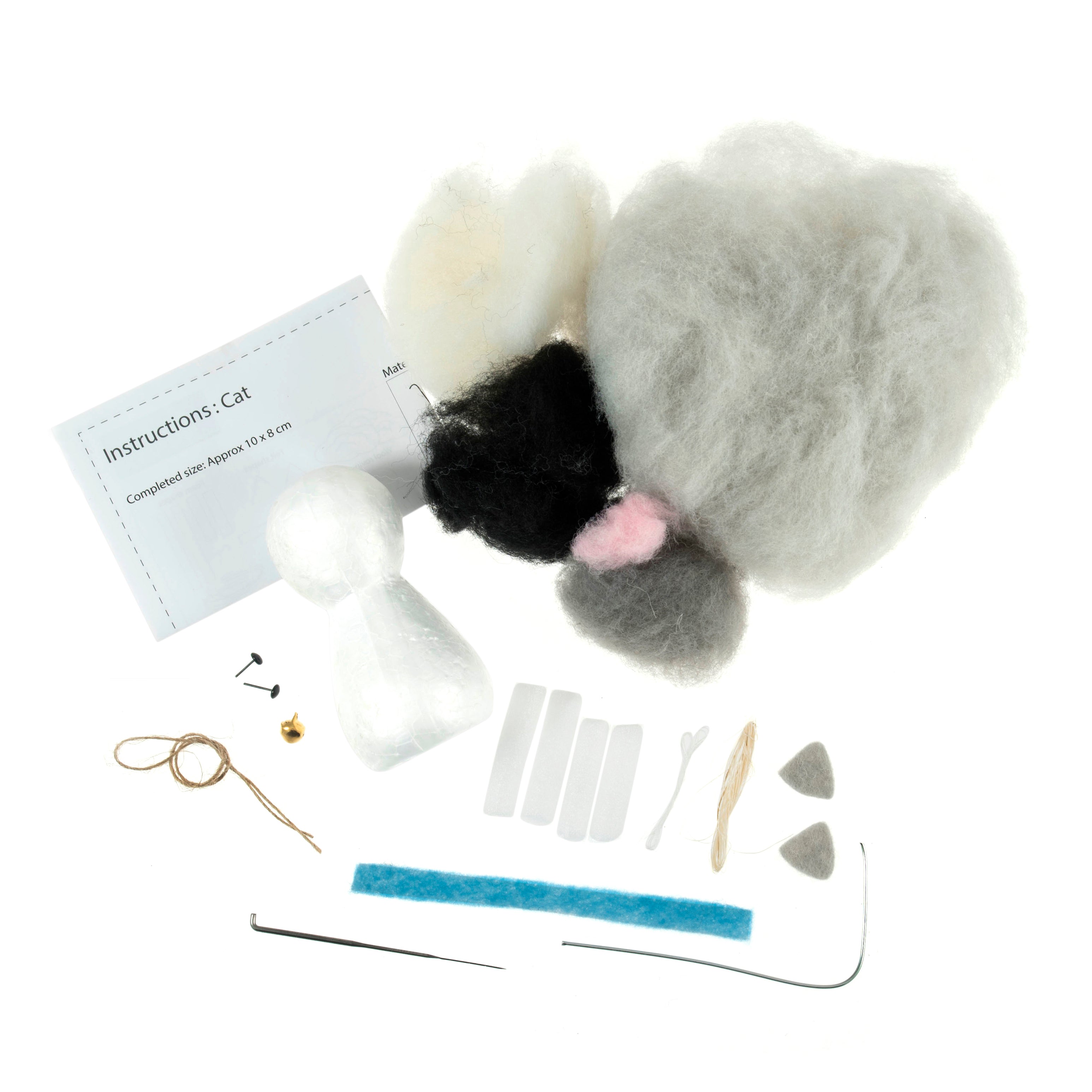 Trimits Needle Felting Kit Ð Cat, 9x11.5cm, Includes Wool, Needle, Polystyrene Shapes, Instructions - 0