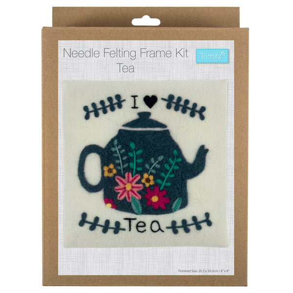 Trimits Needle Felting Kit with Frame Ð Tea, 20.3x20.3cm, Includes Wooden Frame, Felting Tool, Wool, Instructions in EN, FR, GER