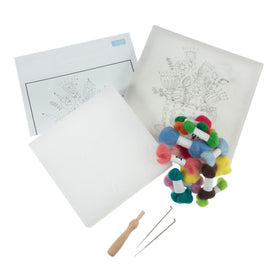 Trimits Needle Felting Kit with Frame Bouquet, 20.3x20.3cm, Includes Wooden Frame, Felting Tool, Wool, Instructions in EN, FR, GER