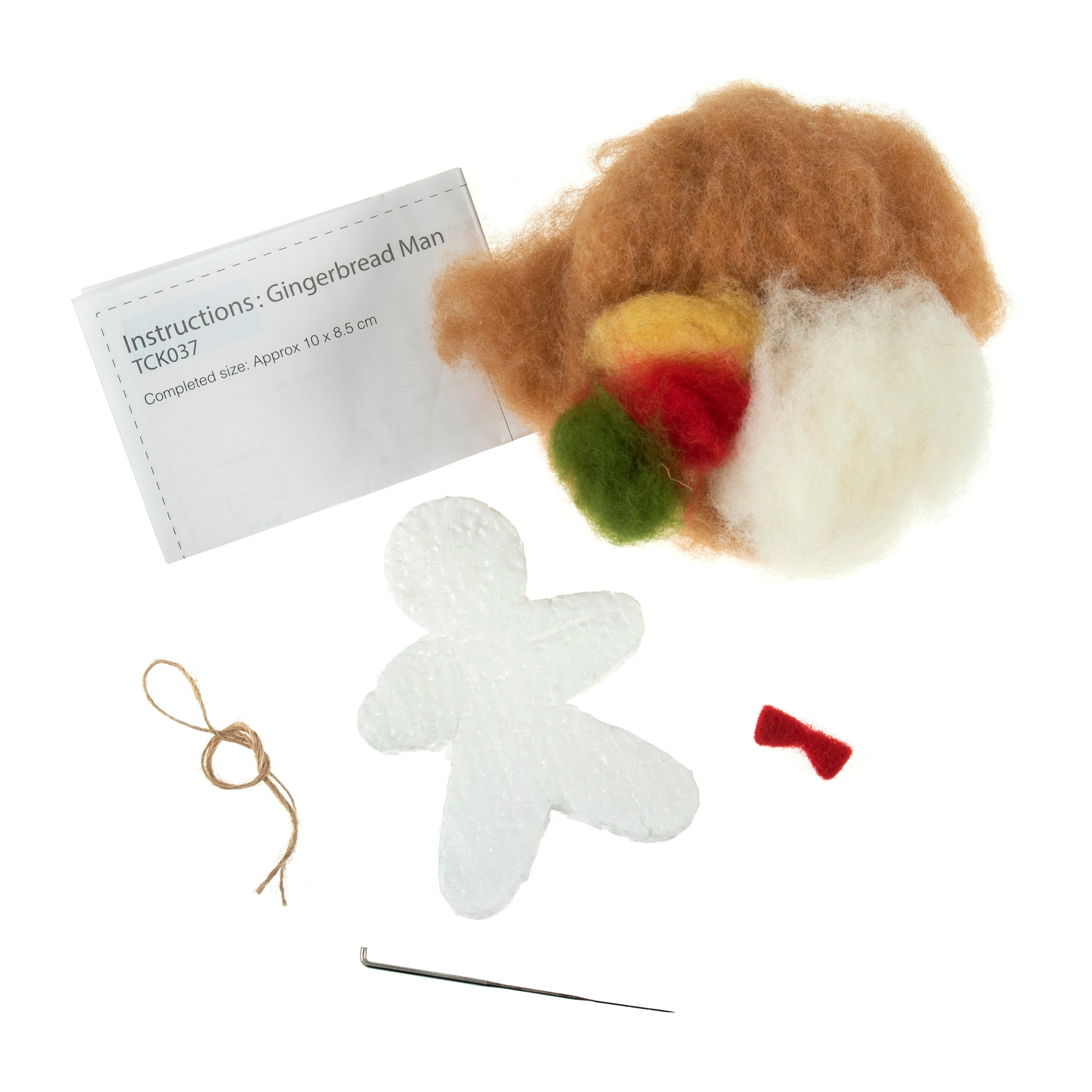 Trimits Needle Felting Kit Ð Christmas Gingerbread Man, 4.5x11.5cm, Includes Wool, Felting Needle, Polystyrene Shapes, and Instructions - 0