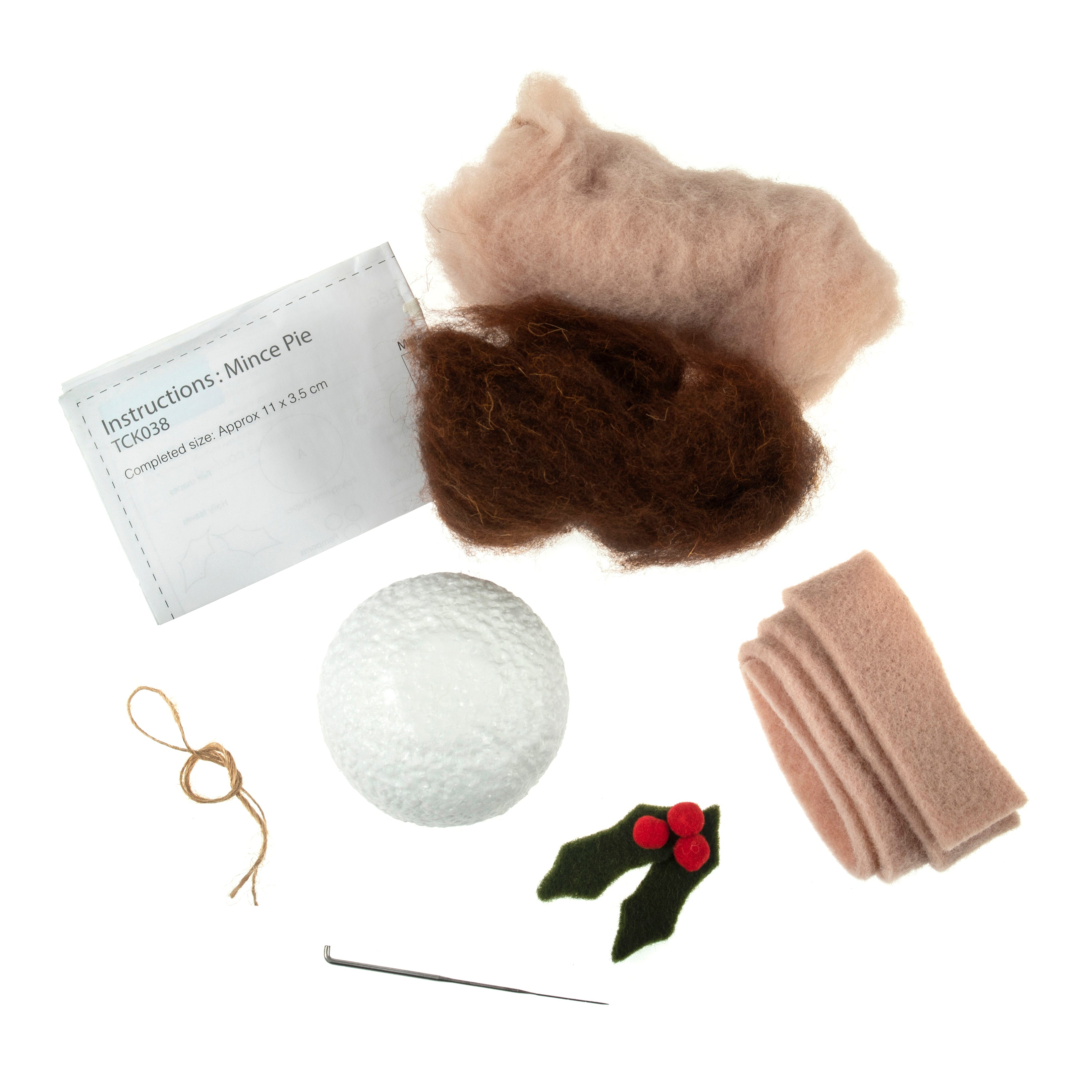 Trimits Needle Felting Kit Ð Christmas Mince Pie, 4.5x11.5cm, Includes Wool, Felting Needle, Polystyrene Shapes, and Instructions - 0