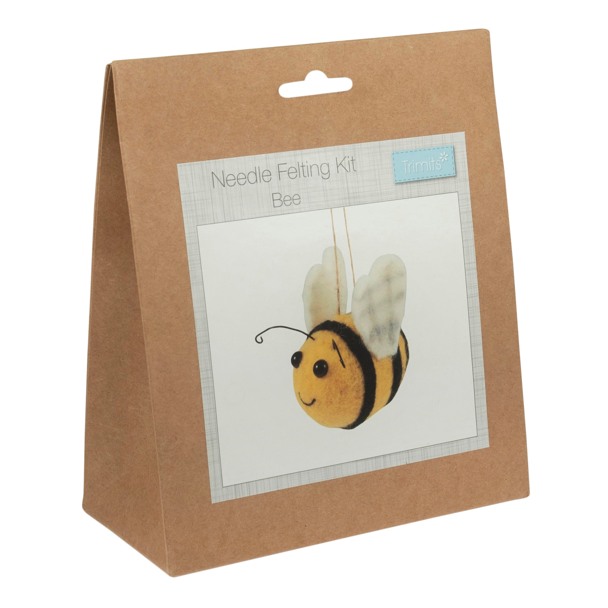 Kit de fieltrado con aguja Trimits: abeja, 9 x 11,5 cm, incluye lana, aguja, formas de poliestireno e instrucciones