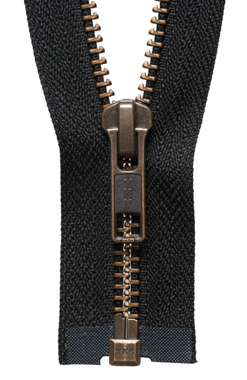 Comprar negro Cremallera de extremo abierto con dientes de metal resistentes YKK: 66 cm