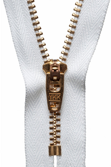 Comprar blanco Cremallera de latón para jeans YKK: 15 cm
