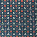 Terry francés con estampado de árbol de Navidad azul marino cepillado en la parte posterior-2