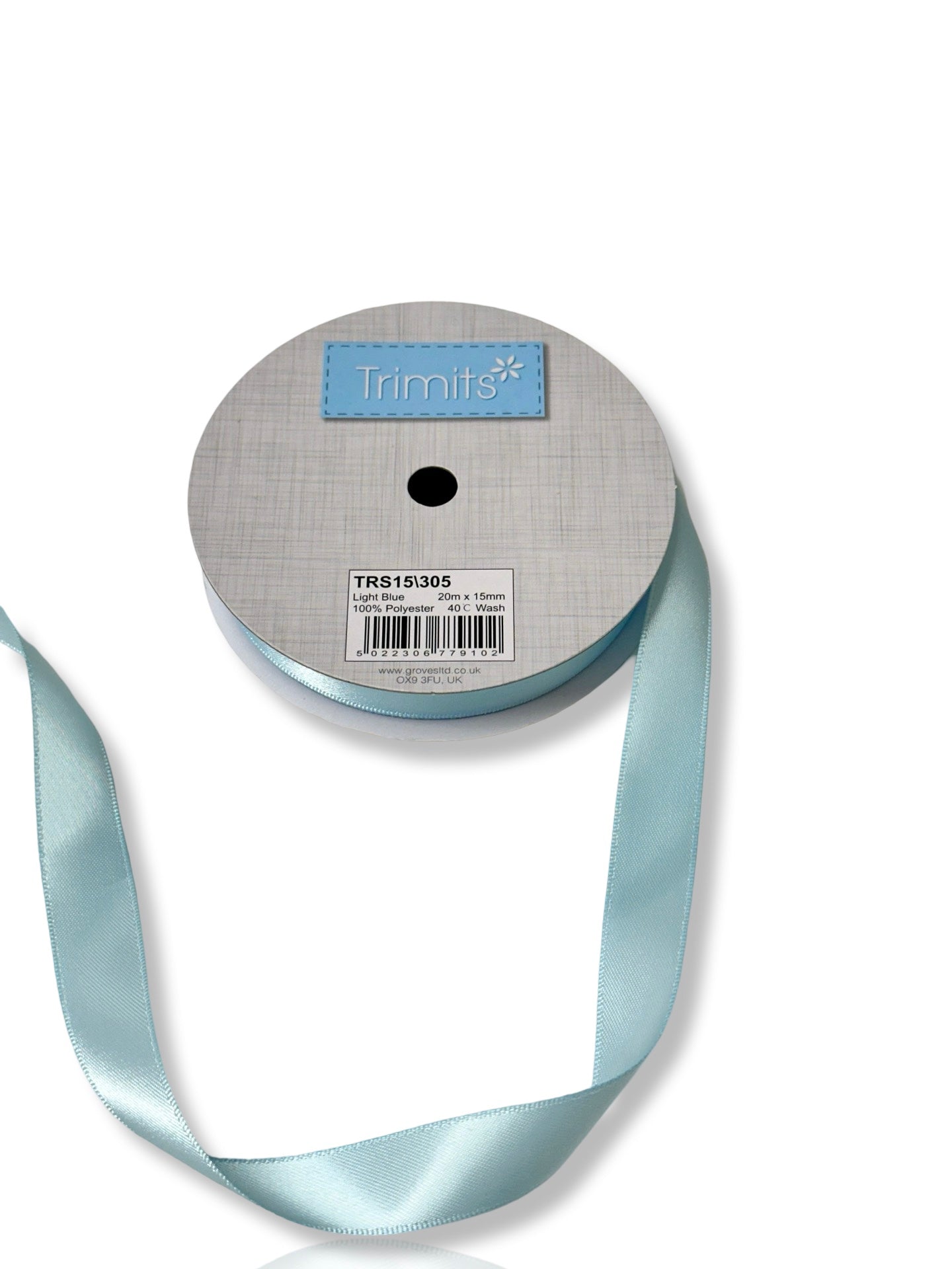 Buy light-blue Trimits Ribbon: Double Faced Satin: 15mm Wide