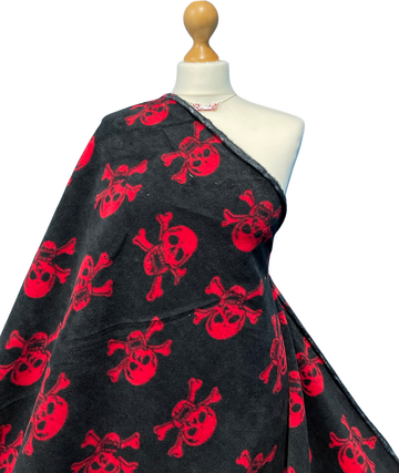 Printed Polar Fleece Fabric Skull Prints - 0