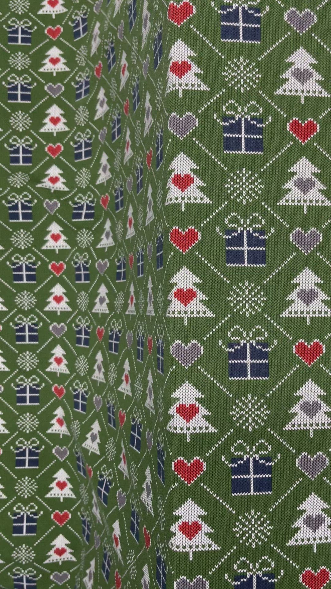 Bottle Green Xmas Tree Print French Terry Brushed Back Fabric-4