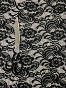 Crochet Scalloped Floral Lace 2 Way Stretch Fabric-5
