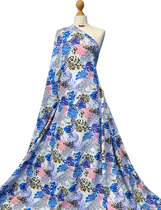 Compra leopardo-blu-e-foglie Costume da bagno stampato in tessuto elasticizzato a 4 vie