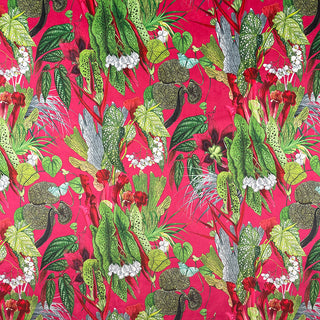 Buy exotic-cerise Printed Velvet Upholstery Curtain Fabric