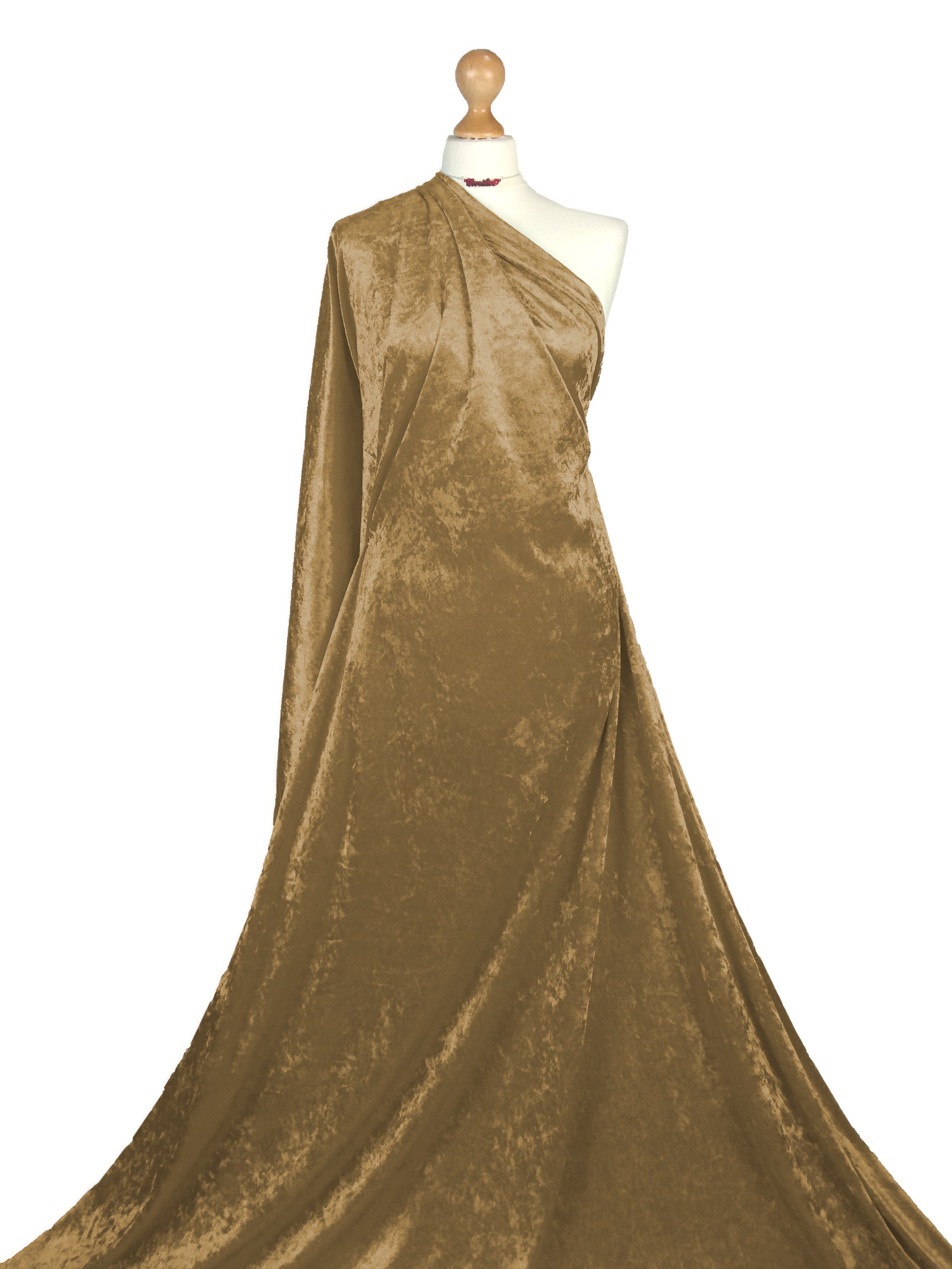 Buy camel Crushed Velvet 2 Way Stretch Fabric