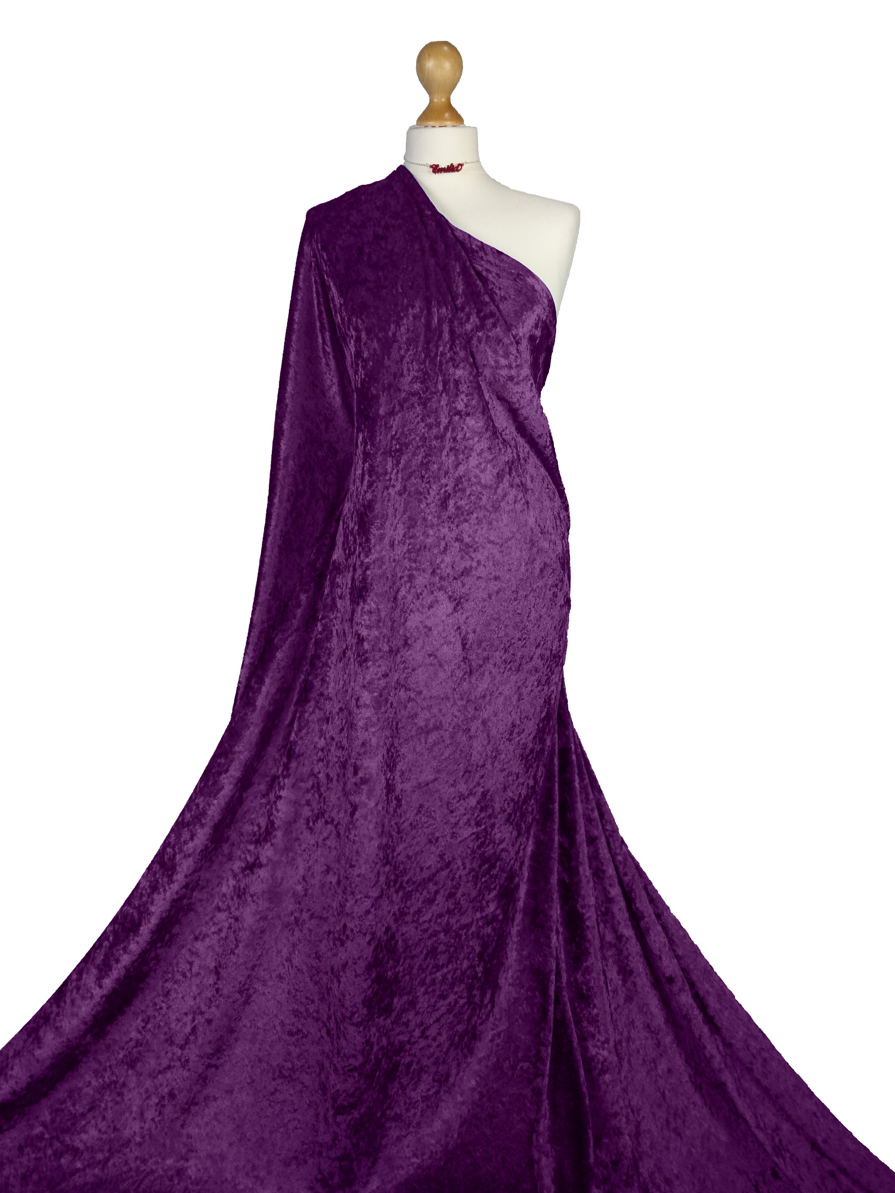 Buy damson Crushed Velvet 2 Way Stretch Fabric