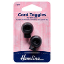 Hemline Cord Toggles: 6mm: 2 Pieces-1