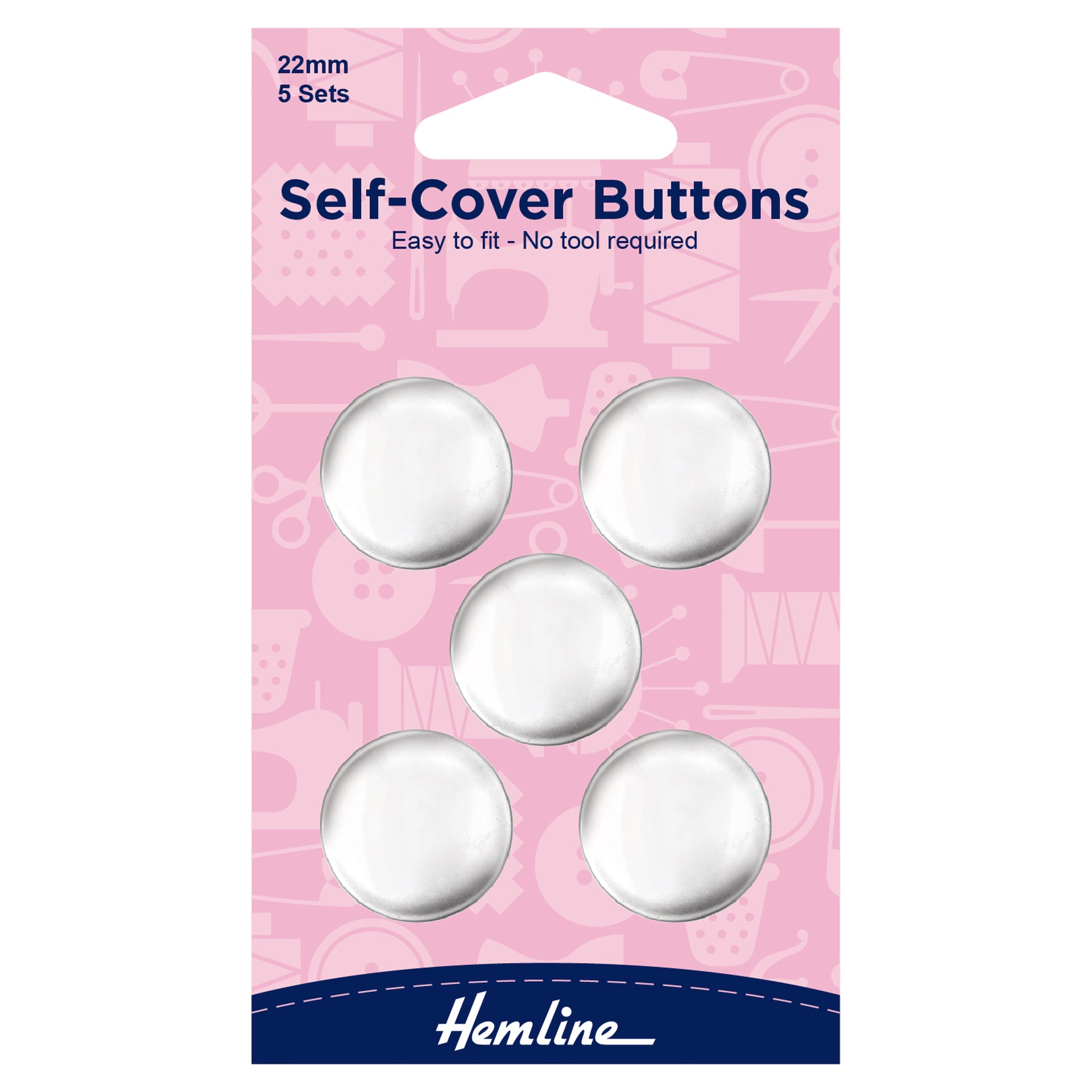 Hemline Buttons: Self-Cover: Metal Top