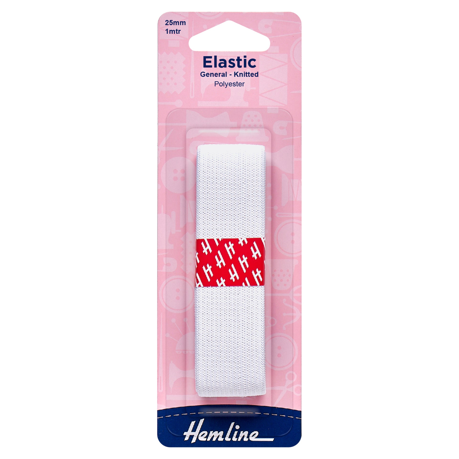 Hemline General Purpose Knitted Elastic: 1m x 25mm - 0