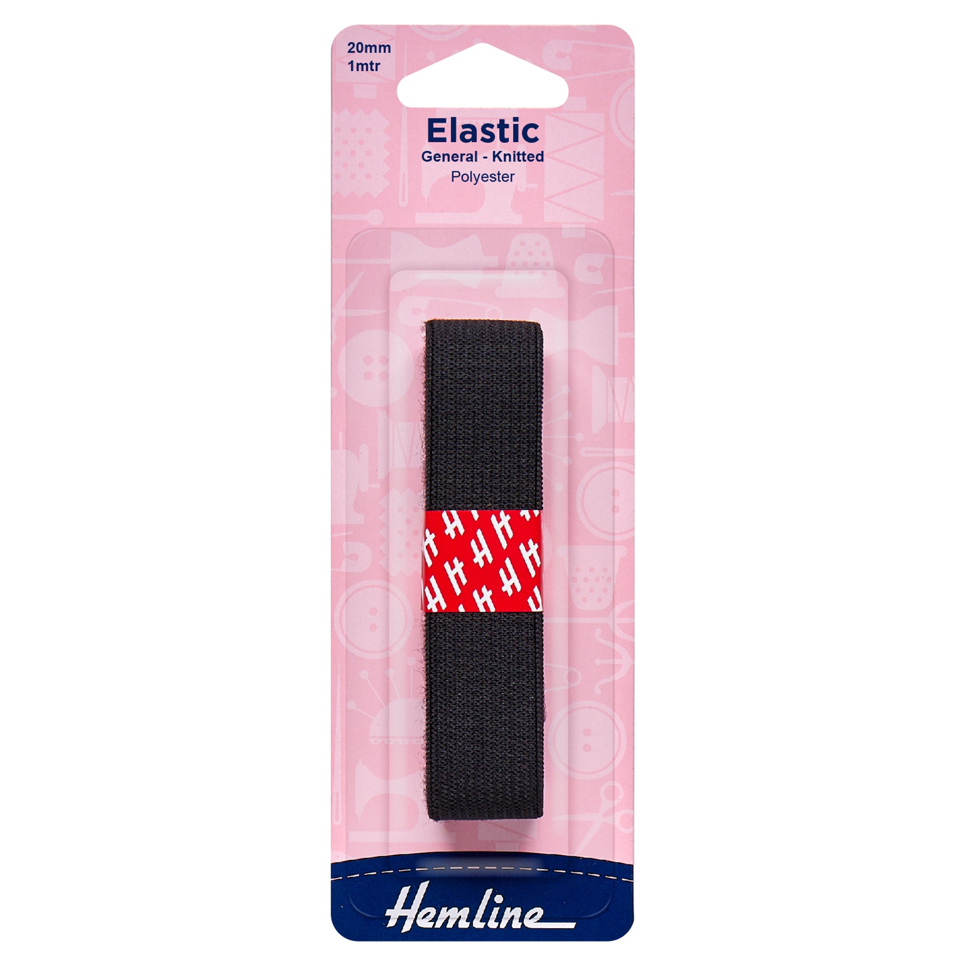 Hemline General Purpose Knitted Elastic: 1m x 20mm - 0