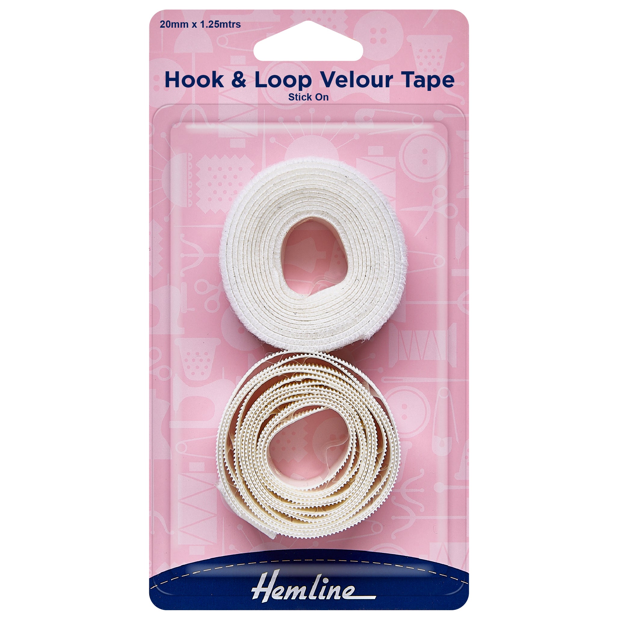 Hemline Hook & Loop Tape: Stick-On: Value Pack: 1.25m x 20mm