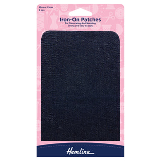 Buy dark-denim Hemline Cotton Twill Patches: 10 x 15cm