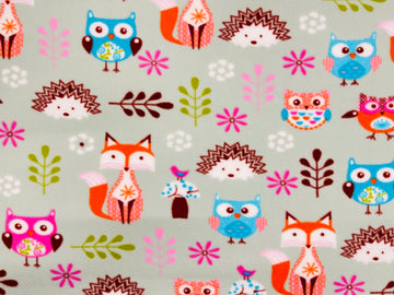 Buy sage-woodland Printed Polar Fleece Fabric Animal Prints