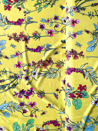 Compra giallo-floreale Costume da bagno stampato in tessuto elasticizzato a 4 vie