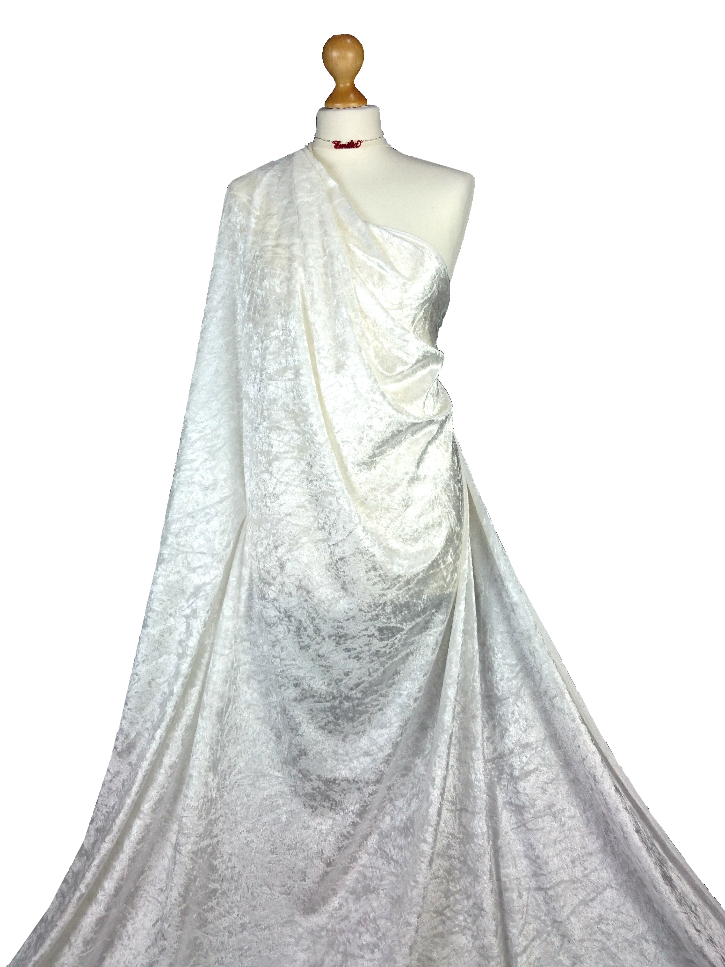 Buy ivory Crushed Velvet 2 Way Stretch Fabric