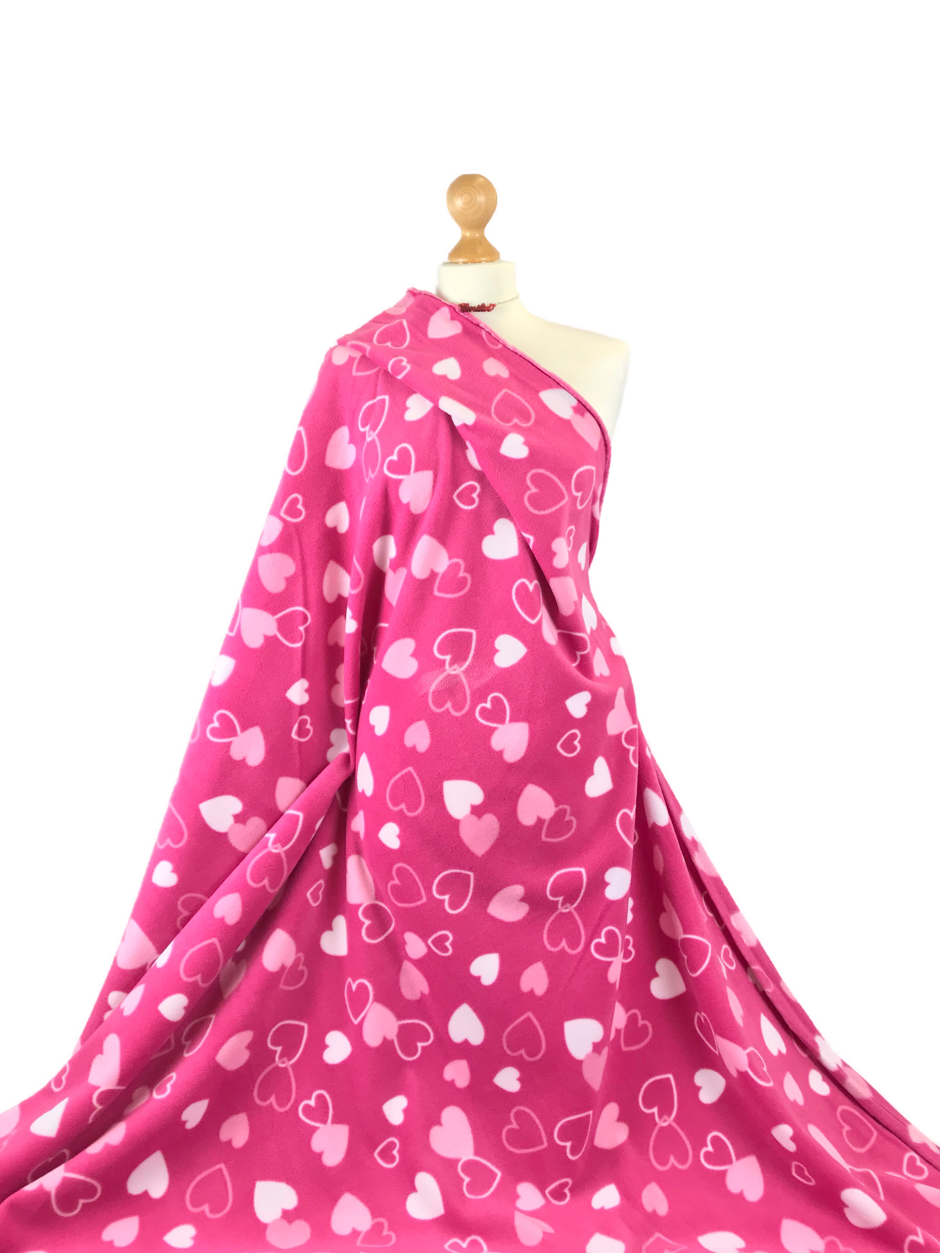 Buy multi-hearts Printed Polar Fleece Fabric Hearts Prints