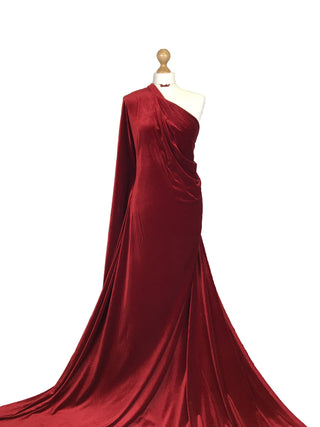 Buy dark-red Velour Velvet 4 Way Stretch Fabric