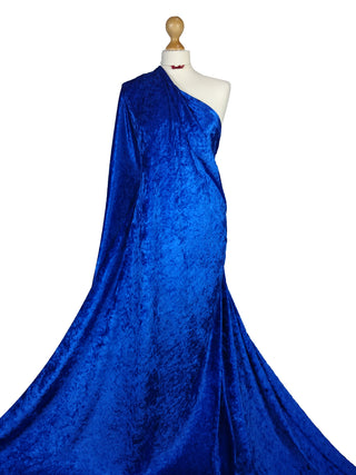 Buy royal-blue Crushed Velvet 2 Way Stretch Fabric