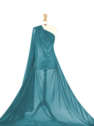 Buy teal Powernet 4 Way Stretch Tulle Fabric