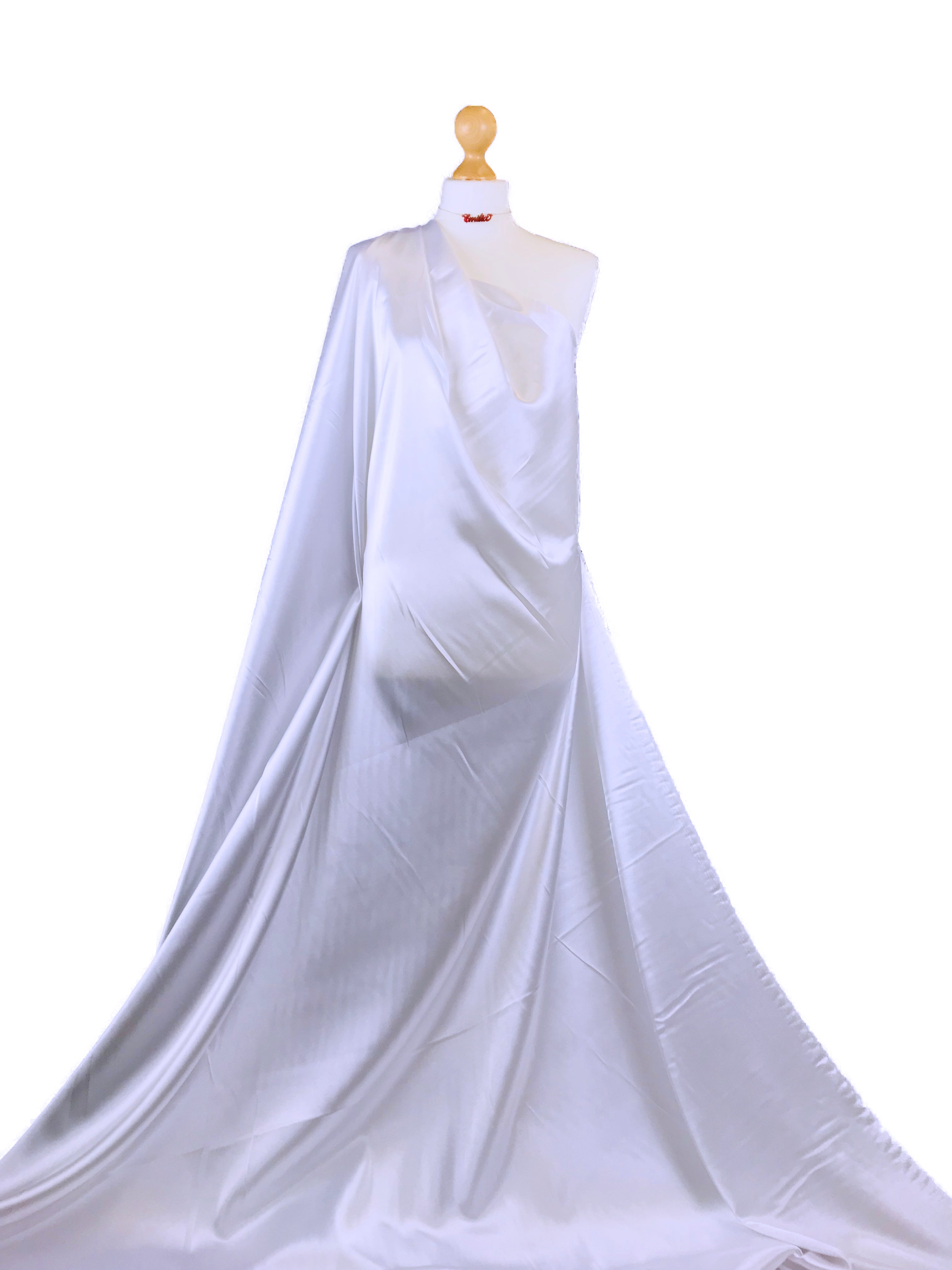 Buy white Stretch Satin 2 Way Stretch Fabric