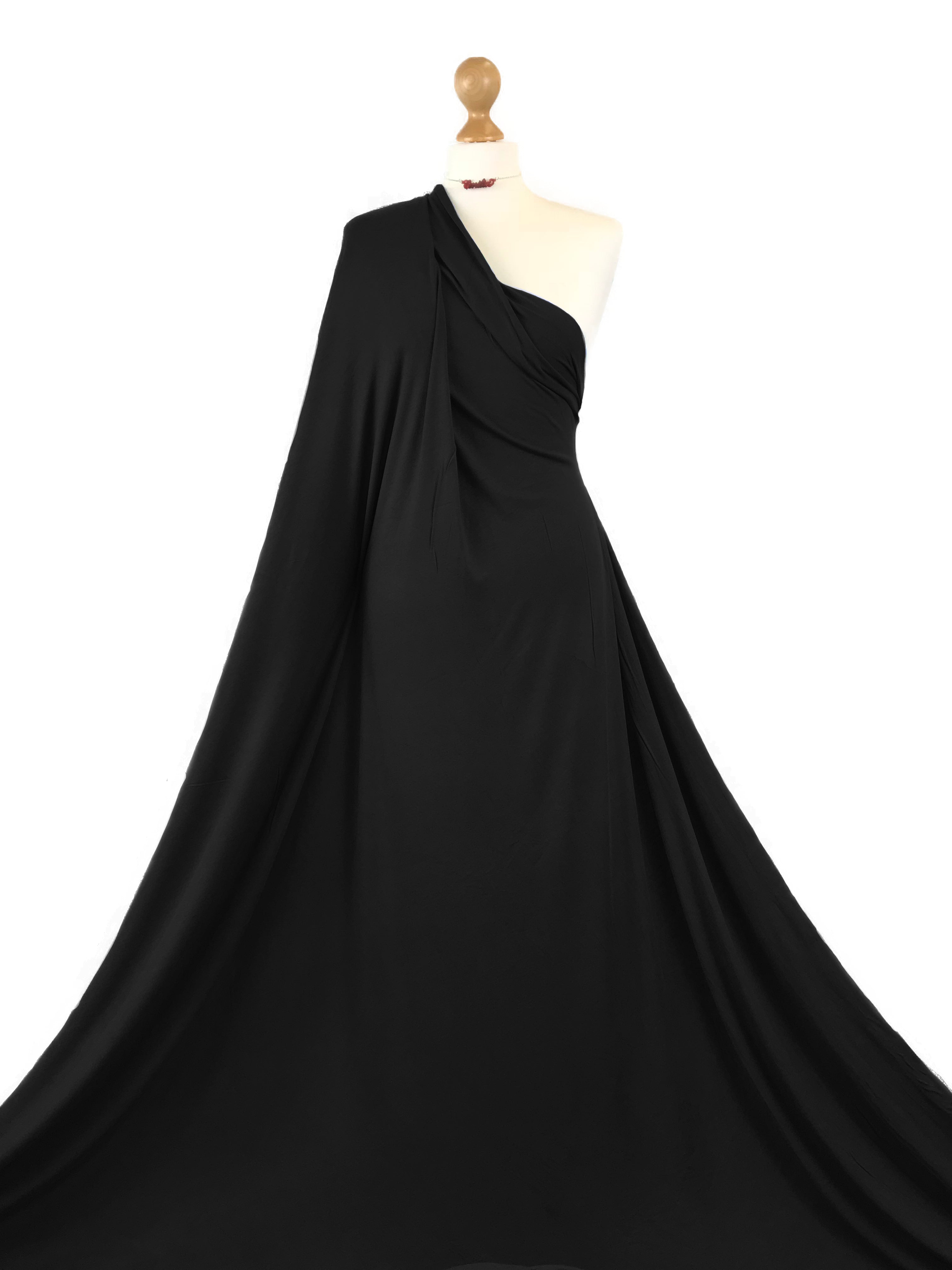 Buy black Viscose Jersey 4 Way Stretch Fabric