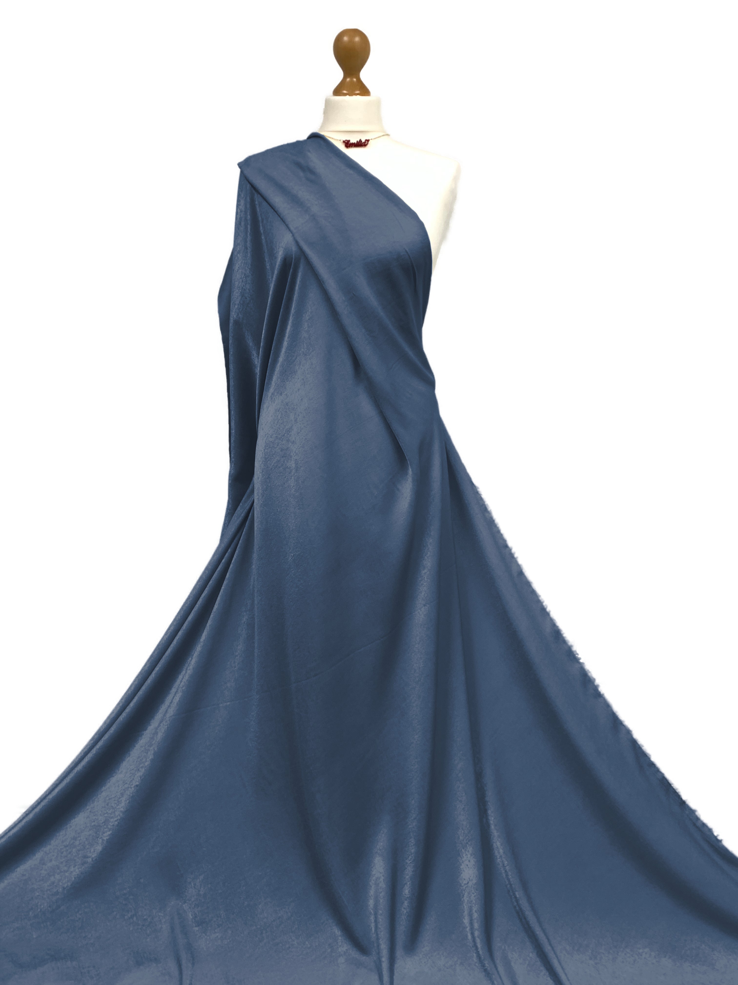 Buy copen-blue Crepe Satin Fabric