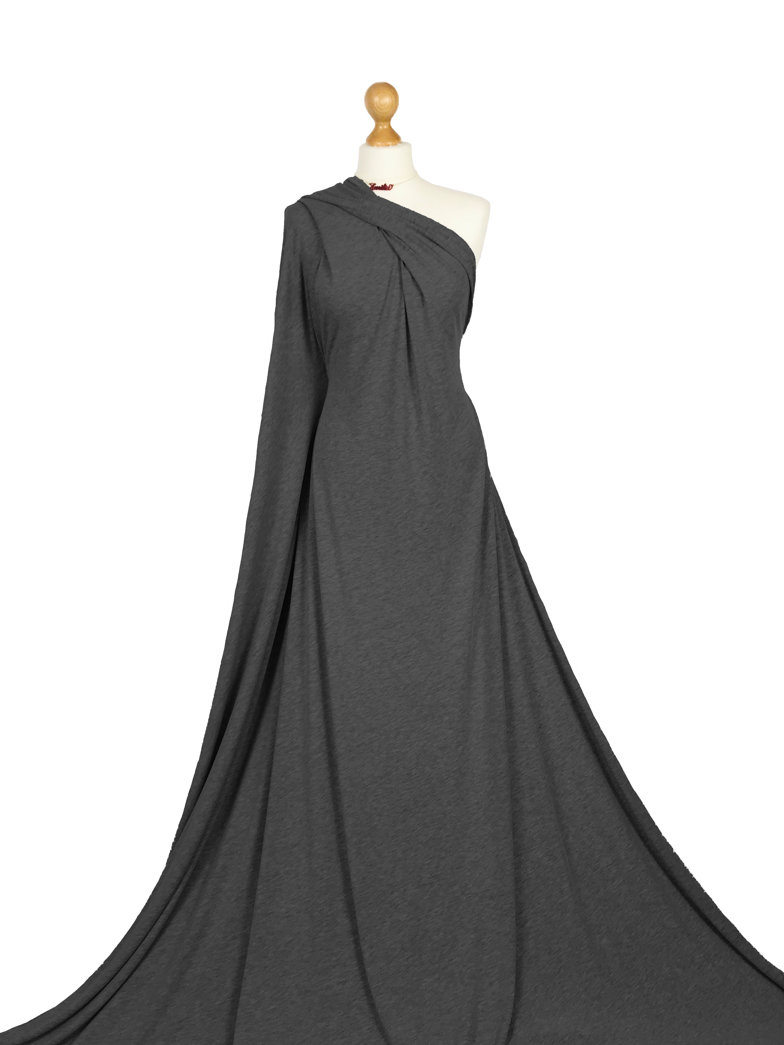 Buy dark-marl-grey Viscose Jersey 4 Way Stretch Fabric